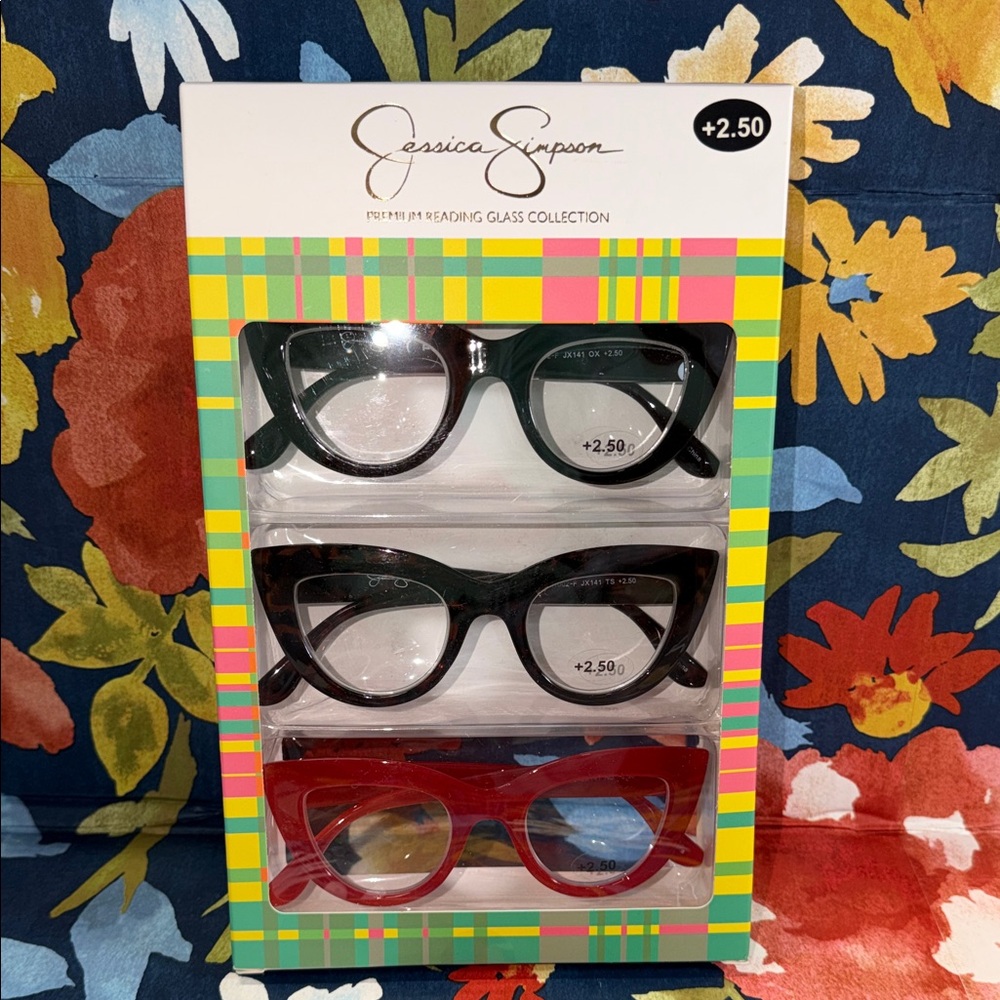 Black Red Scratch Resistant Reading Glasses Set of 3 +2.50